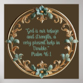 Bruin met bloemig Lijst Bijbelverzen Poster (Voorkant)