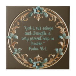 Bruin met bloemig Lijst Bijbelverzen Tegeltje