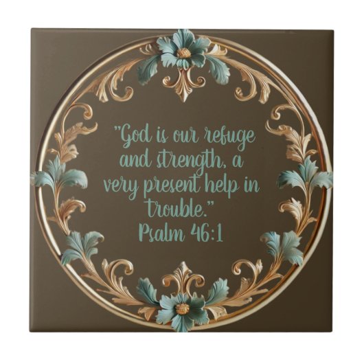 Bruin met bloemig Lijst Bijbelverzen Tegeltje (Voorkant)