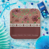 Bruin met elegante bloemen papieren bordje (Feest)