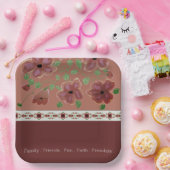 Bruin met elegante bloemen papieren bordje (Feest)