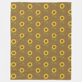 BRUIN MET HERFST ZONNEBLOEMEN FLEECE DEKEN