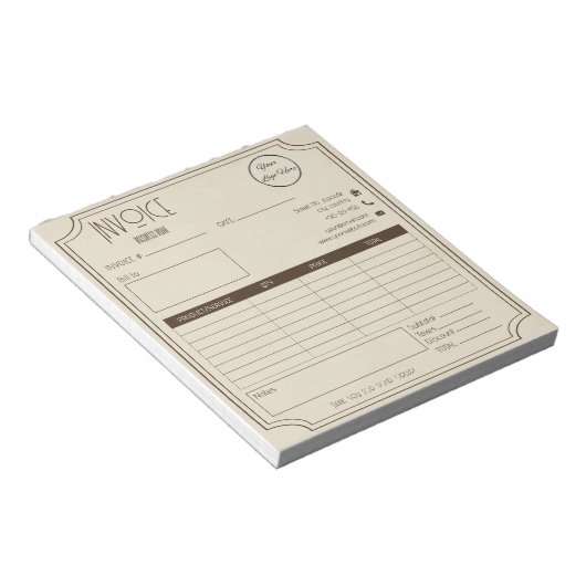  bruin met logo Small Business Invoice Notitieblok (Schuin)