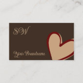 Bruin met prachtige Red Beige Heart en Monogram Visitekaartje (Voorkant)