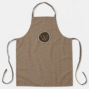 Bruin met Roos Gold Accent Houndstooth Apron Schort