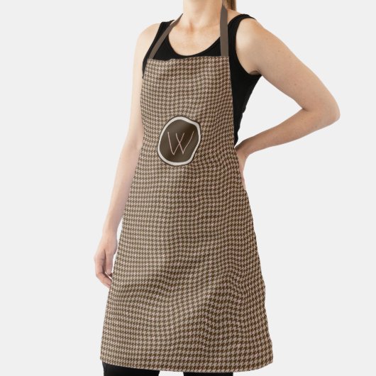 Bruin met Roos Gold Accent Houndstooth Apron Schort (Insitu)