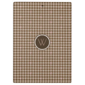 Bruin met Roos Gold Accent Houndstooth Cliboard Klembord (Achterkant)