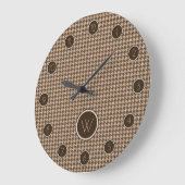 Bruin met Roos Gold Accent Houndstooth Clock Grote Klok (Hoek)