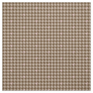 Bruin met Roos Gold Accent Houndstooth Fabric Stof