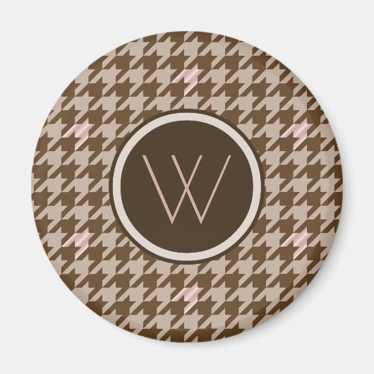 Bruin met Roos Gold Accent Houndstooth Magnet (Voorkant)