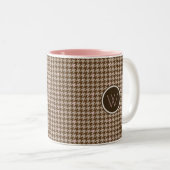 Bruin met Roos Gold Accent Houndstooth Mok (Voorkant rechts)