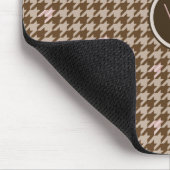 Bruin met Roos Gold Accent Houndstooth Mousepad Muismat (Hoek)