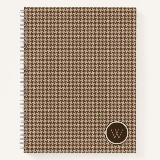 Bruin met Roos Gold Accent Houndstooth Notitieboek (Voorkant)