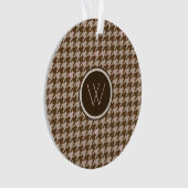 Bruin met Roos Gold Accent Houndstooth Ornament (voorkant)