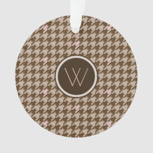 Bruin met Roos Gold Accent Houndstooth Ornament