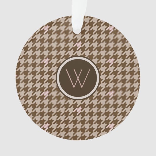 Bruin met Roos Gold Accent Houndstooth Ornament (voorkant)