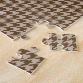 Bruin met Roos Gold Accent Houndstooth Puzzle Legpuzzel (Zijkant)