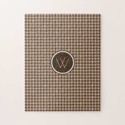 Bruin met Roos Gold Accent Houndstooth Puzzle Legpuzzel (Verticaal)