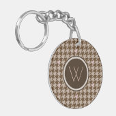 Bruin met Roos Gold Accent Houndstooth Sleutelhang Sleutelhanger (Voorkant Links)