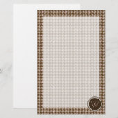 Bruin met Roos Gold Accent Houndstooth Stationery Briefpapier (Voorkant / Achterkant)