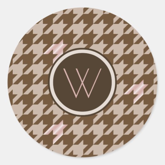 Bruin met Roos Gold Accent Houndstooth Sticker (Voorkant)