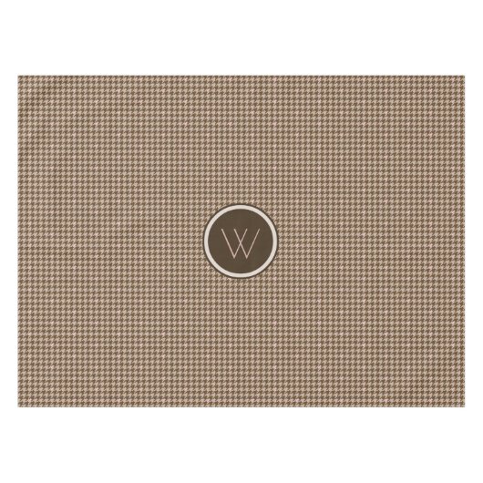 Bruin met Roos Gold Accent Houndstooth Tablecloth Tafelkleed (Voorkant (Horizontaal))