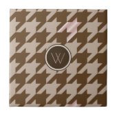 Bruin met Roos Gold Accent Houndstooth Tile Tegeltje (Voorkant)
