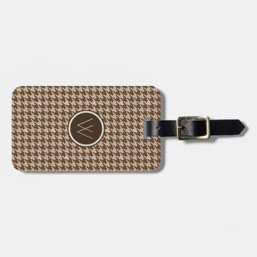 Bruin met Roos Gold Houndstooth Bagagelabel (Voorkant horizontaal)