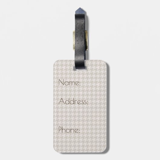 Bruin met Roos Gold Houndstooth Bagagelabel (Achterkant verticaal)