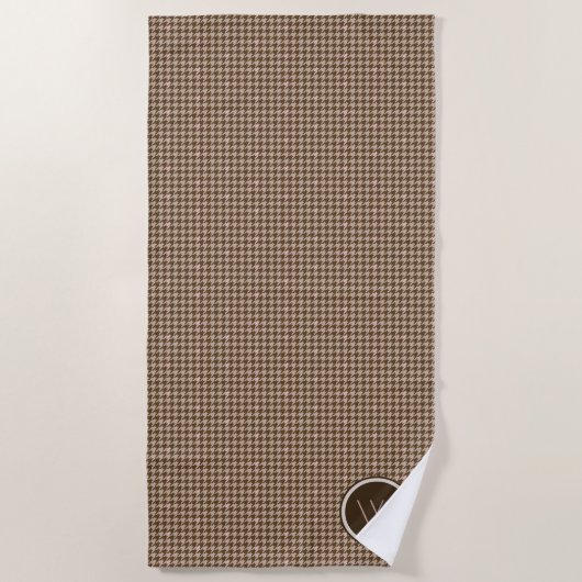 Bruin met Roos Gold Houndstooth Beach Towel Strandlaken (Voorkant)