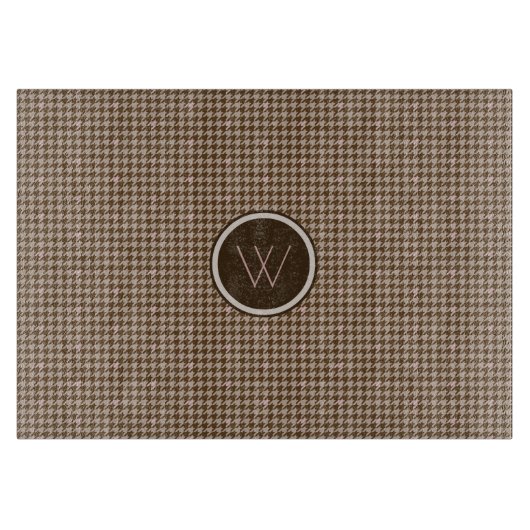 Bruin met Roos Gold Houndstooth Cutting Board Snijplank (Voorkant)