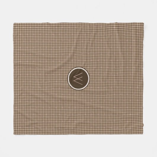 Bruin met Roos Gold Houndstooth Fleece Blanket (Voorkant (Horizontaal))