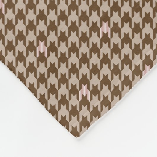 Bruin met Roos Gold Houndstooth Fleece Blanket (Hoek)