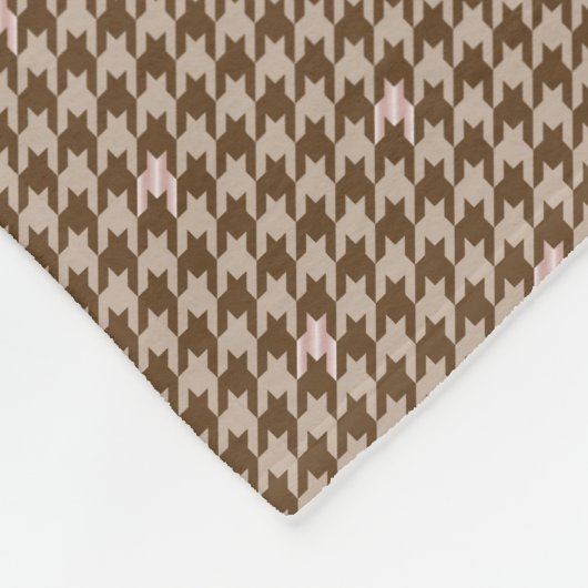 Bruin met Roos Gold Houndstooth Fleece Blanket Deken (Hoek)