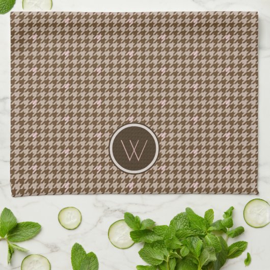 Bruin met Roos Gold Houndstooth Kitchen Towel Theedoek (Gevouwen)