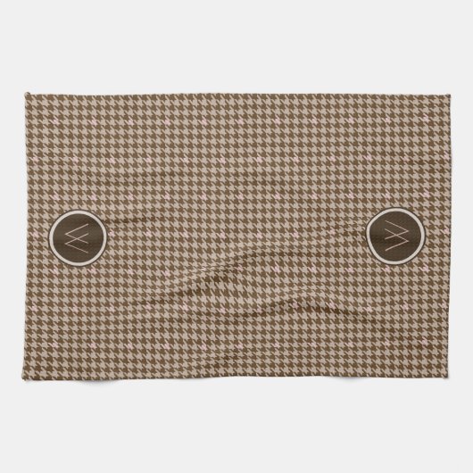 Bruin met Roos Gold Houndstooth Kitchen Towel Theedoek (Horizontaal)