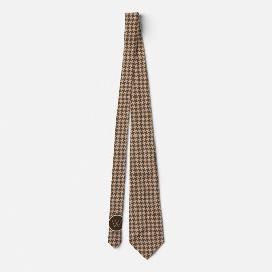 Bruin met Roos Gold Houndstooth Mannen Stropdas (Achterkant)