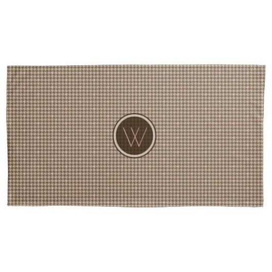 Bruin met Roos Gold Houndstooth Pillow Hoesje Kussensloop (Voorkant)