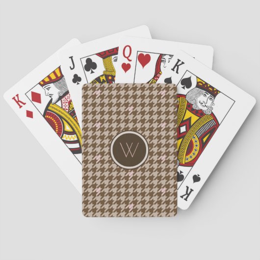 Bruin met Roos Gold Houndstooth-speelkaarten Pokerkaarten (Achterkant)