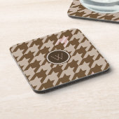 Bruin met Roos Gold Houndstooth Square Onderzetter (Linkerzijde)