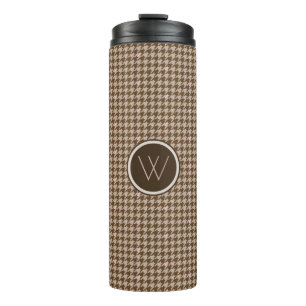Bruin met Roos Gold Houndstooth Thermal Tumbler Thermosbeker