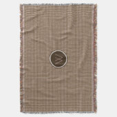 Bruin met Roos Gold Houndstooth Throw Blanket Deken (Voorkant Verticaal)