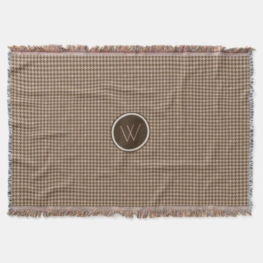 Bruin met Roos Gold Houndstooth Throw Blanket Deken (Voorkant)