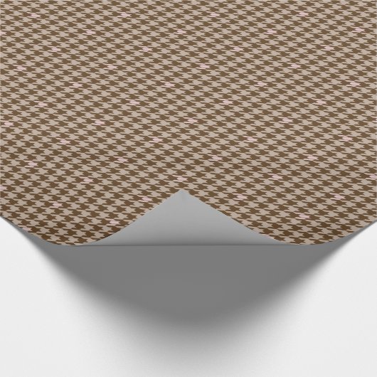 Bruin met Roos Gold Houndstooth Wrapping Paper Cadeaupapier (Hoek)