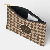 Bruin met Rose Goud Accent Houndstooth Etui (Open)