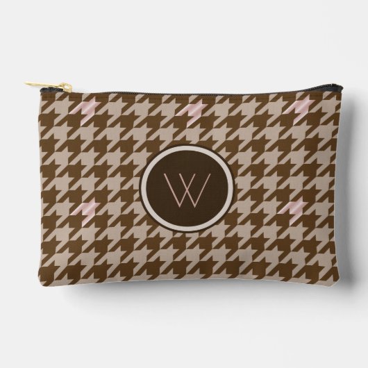 Bruin met Rose Goud Accent Houndstooth Etui (Voorkant)