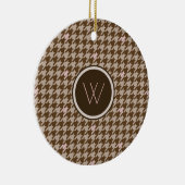 Bruin met Rose Goud Accent Houndstooth Ornament (Rechts)