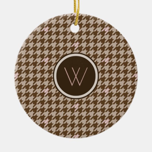 Bruin met Rose Goud Accent Houndstooth Ornament (Voorkant)