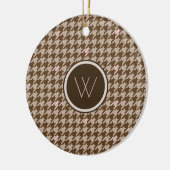 Bruin met Rose Goud Accent Houndstooth Ornament (Links)