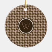 Bruin met Rose Goud Accent Houndstooth Ornament (Achterkant)